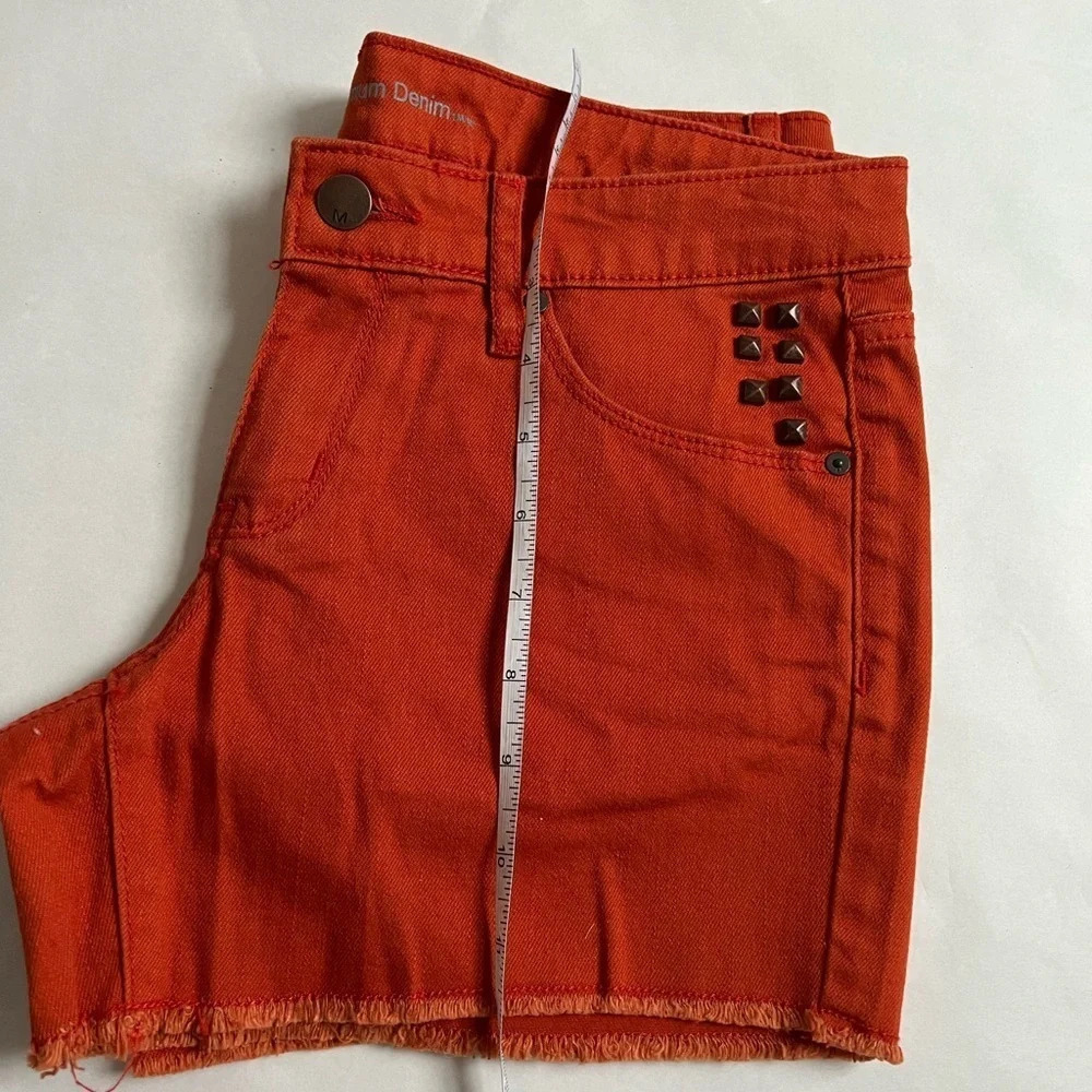 Mossimo Supply Co Studded Cutt Off Hem Orange Denim Jean Womens Shorts Sz 2 NWOT - Picture 3 of 5